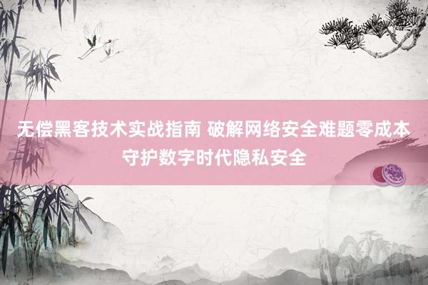 无偿黑客技术实战指南 破解网络安全难题零成本守护数字时代隐私安全