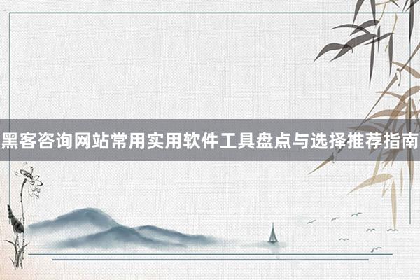 黑客咨询网站常用实用软件工具盘点与选择推荐指南
